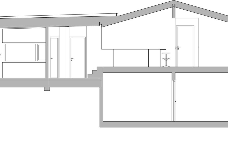 Snitt gjennom bygget etter ombygging